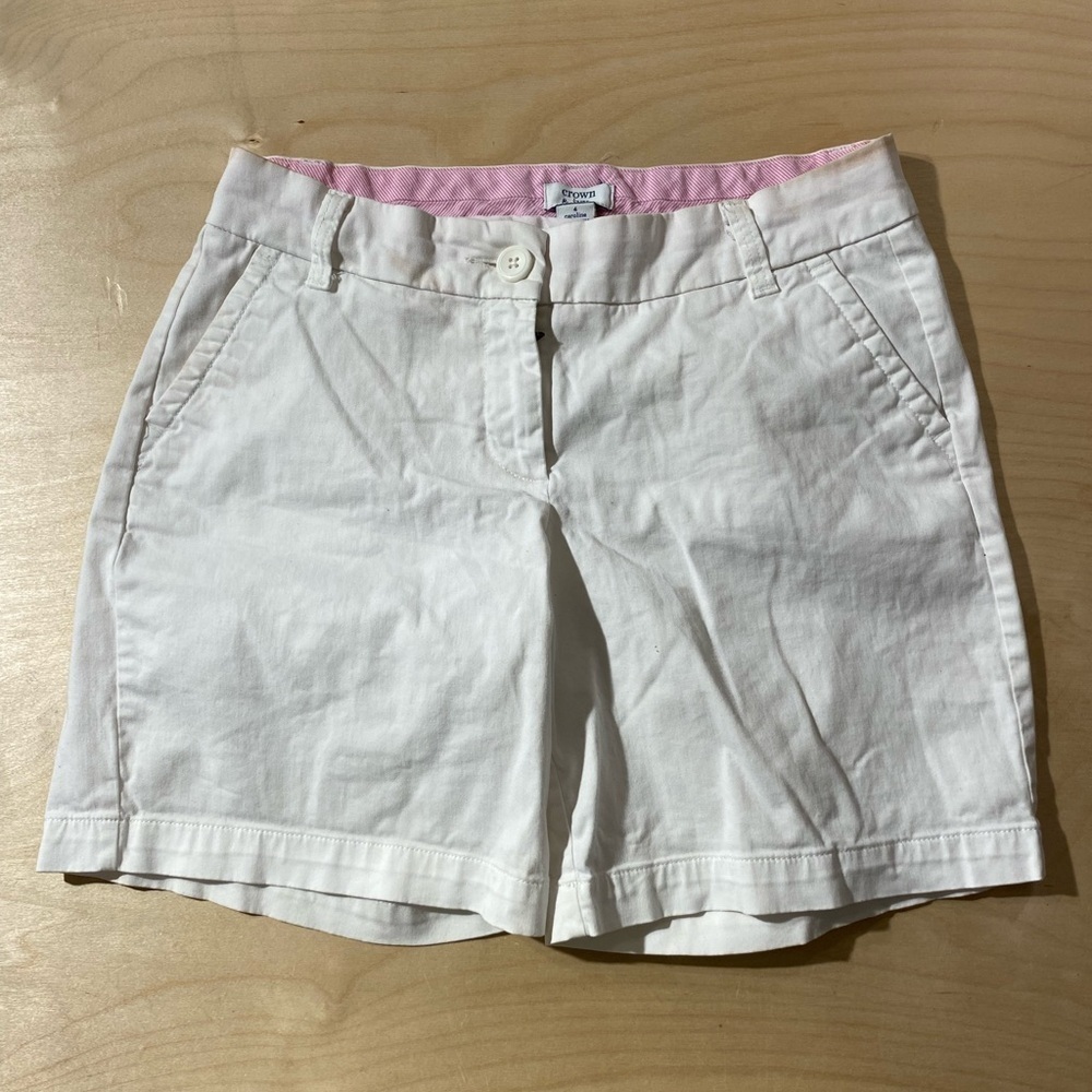 Crown & Ivy Caroline White Women's Shorts with Pink Lining 4 (NH) - Picture 2 of 8